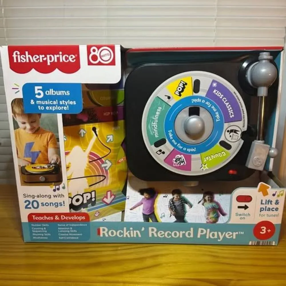 NEW Fisher-Price Rockin’ Record Player Musical Turntable & 5 Records
